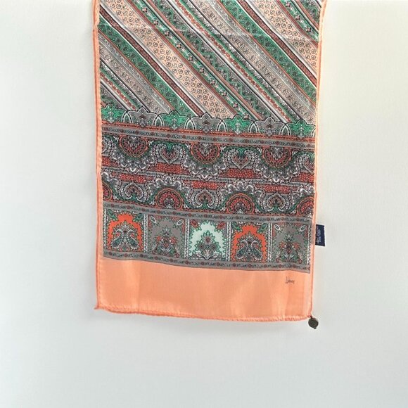 Honey Vintage Peach Silk Paisley Scarf 10 x 50 NWOT - Picture 3 of 10